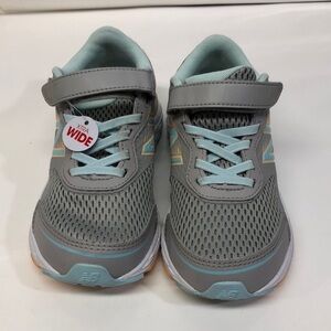 New Balance Kids Shoe: Gray, Teal, White (XW YA680GM6)
